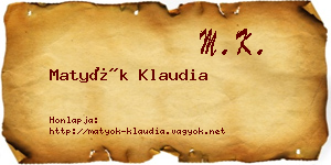 Matyók Klaudia névjegykártya